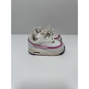 Nike Air Max 90 Shoes Youth Size 4C Pink White FZ3557-100 Mesh Lace Up Sneakers